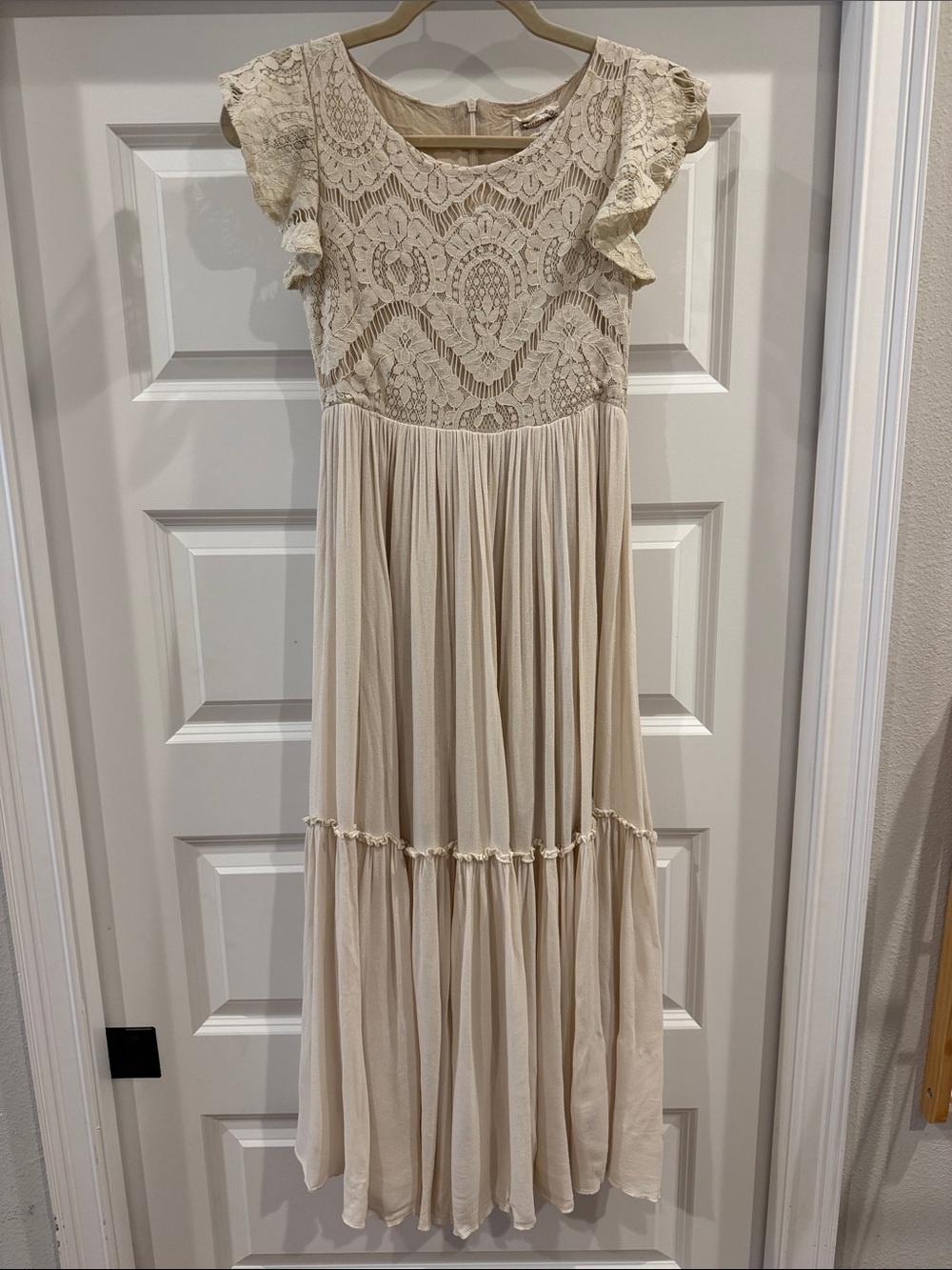 Joyfolie Cream Lace Bodice Tiered Maxi Dress for Kids